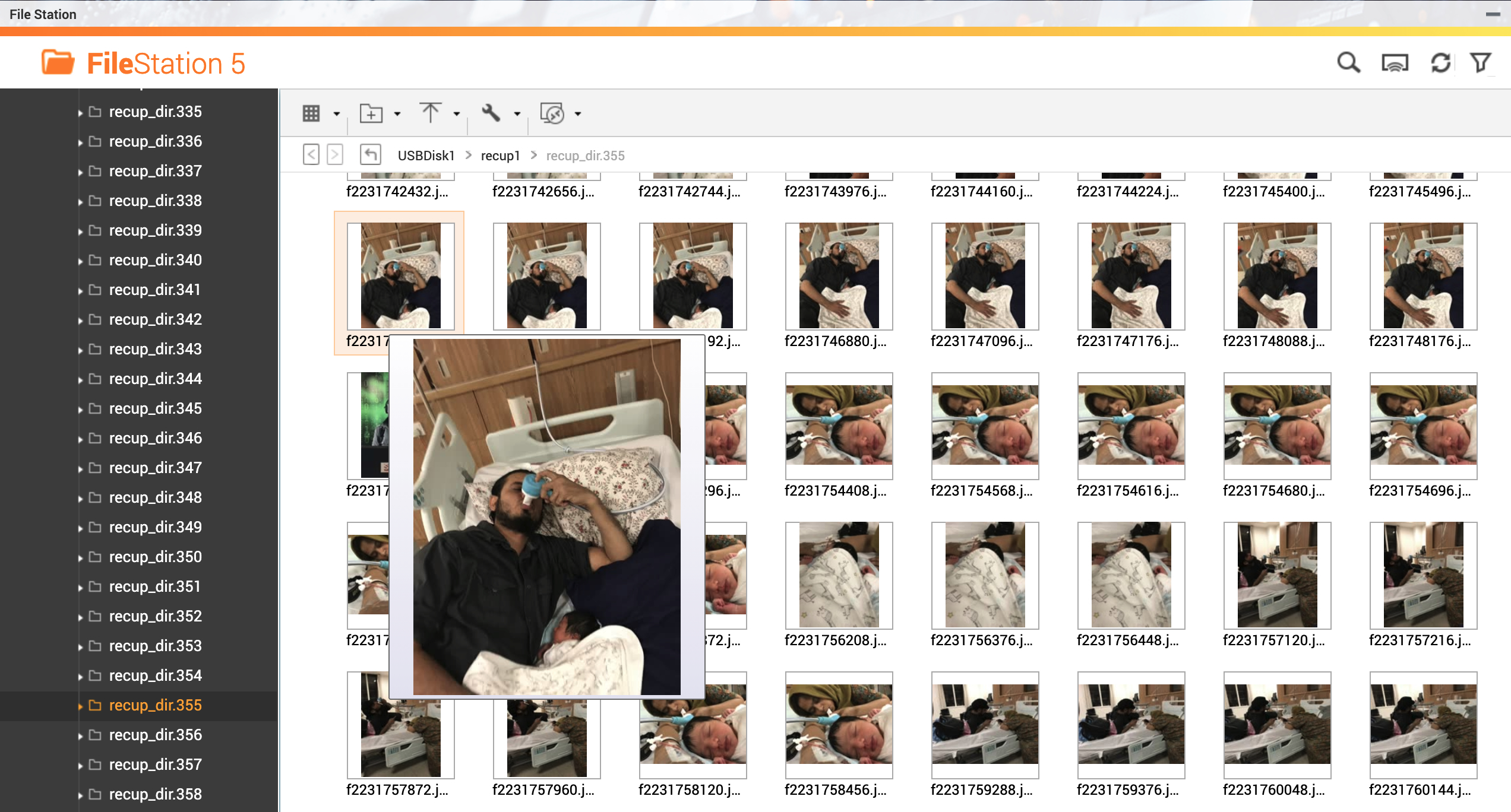 Recovered newborn and hospital photos in File Station